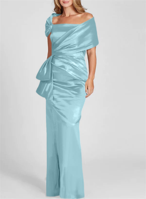 Off-the-Shoulder Floor-Length Sheath/Column Gown for the Mother of the Bride