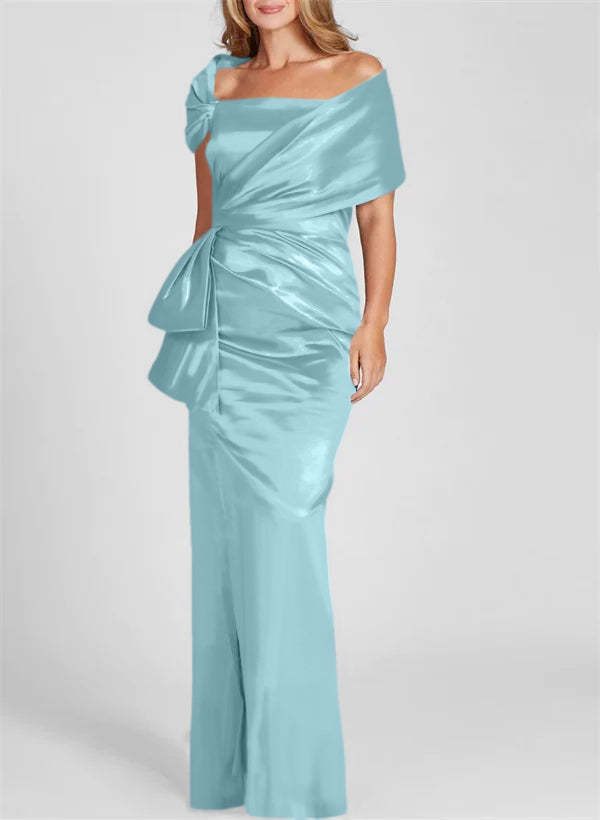 Off-the-Shoulder Floor-Length Sheath/Column Gown for the Mother of the Bride