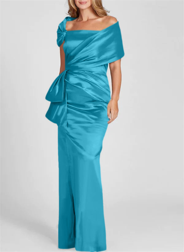 Off-the-Shoulder Floor-Length Sheath/Column Gown for the Mother of the Bride