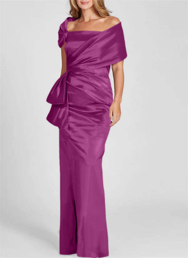 Off-the-Shoulder Floor-Length Sheath/Column Gown for the Mother of the Bride