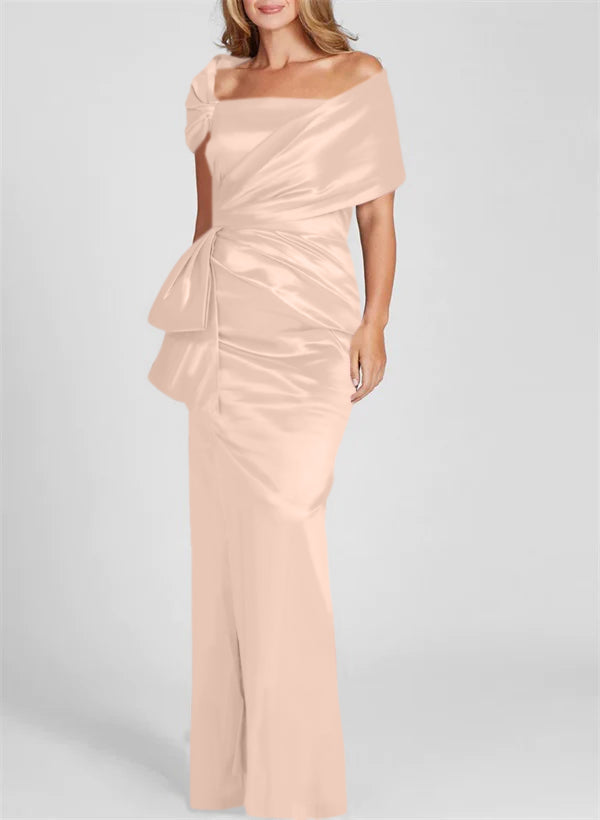 Off-the-Shoulder Floor-Length Sheath/Column Gown for the Mother of the Bride