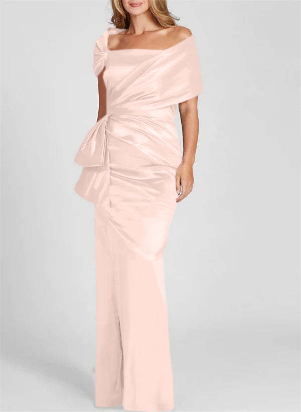 Off-the-Shoulder Floor-Length Sheath/Column Gown for the Mother of the Bride