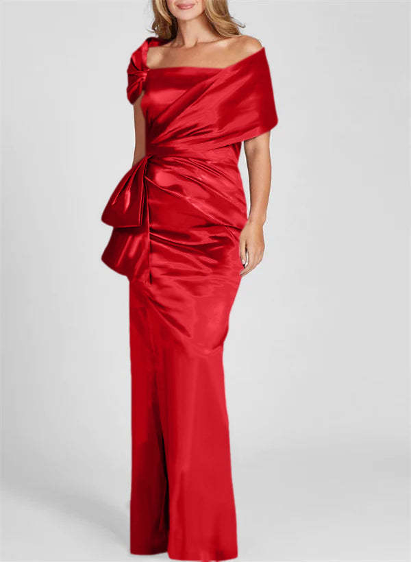 Off-the-Shoulder Floor-Length Sheath/Column Gown for the Mother of the Bride