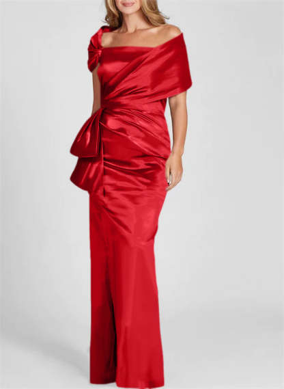 Off-the-Shoulder Floor-Length Sheath/Column Gown for the Mother of the Bride