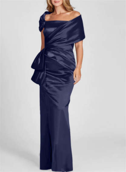 Off-the-Shoulder Floor-Length Sheath/Column Gown for the Mother of the Bride