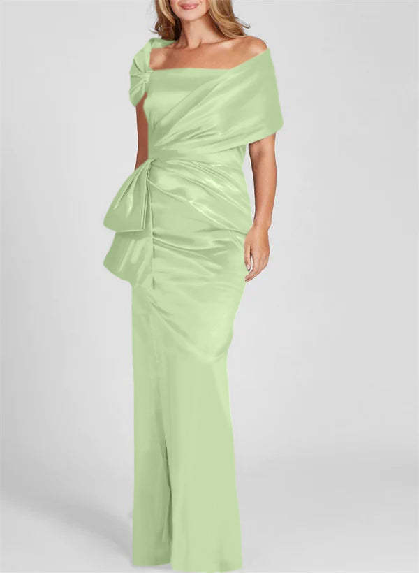 Off-the-Shoulder Floor-Length Sheath/Column Gown for the Mother of the Bride