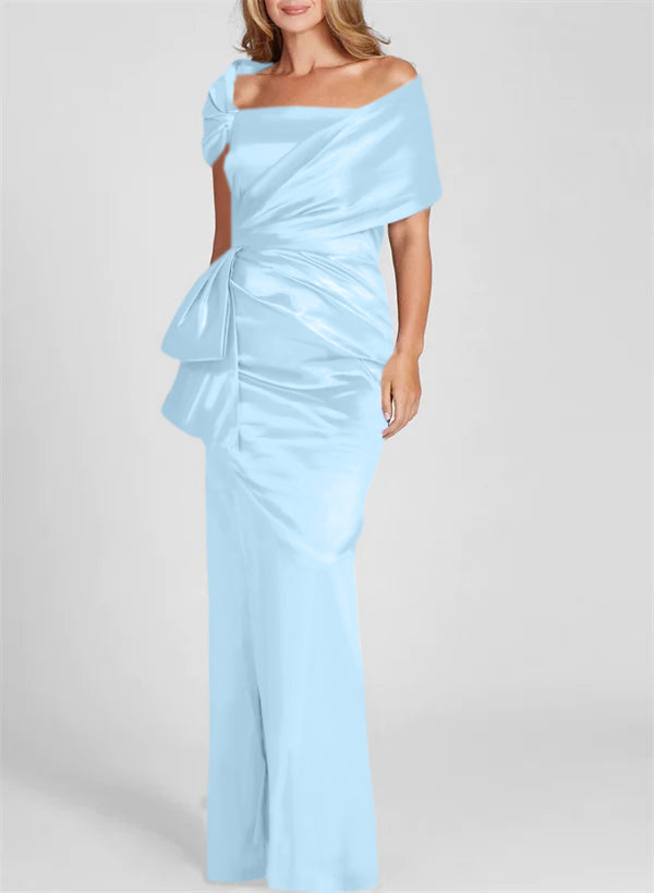 Off-the-Shoulder Floor-Length Sheath/Column Gown for the Mother of the Bride