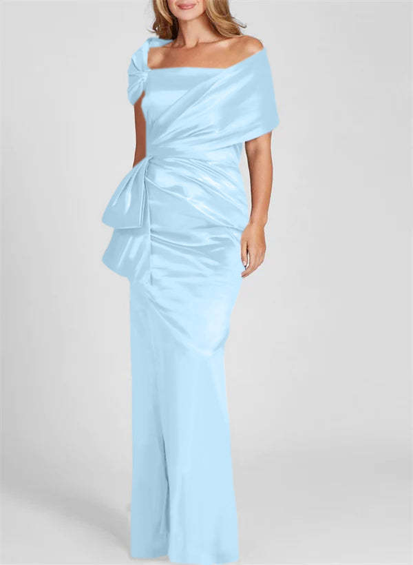 Off-the-Shoulder Floor-Length Sheath/Column Gown for the Mother of the Bride