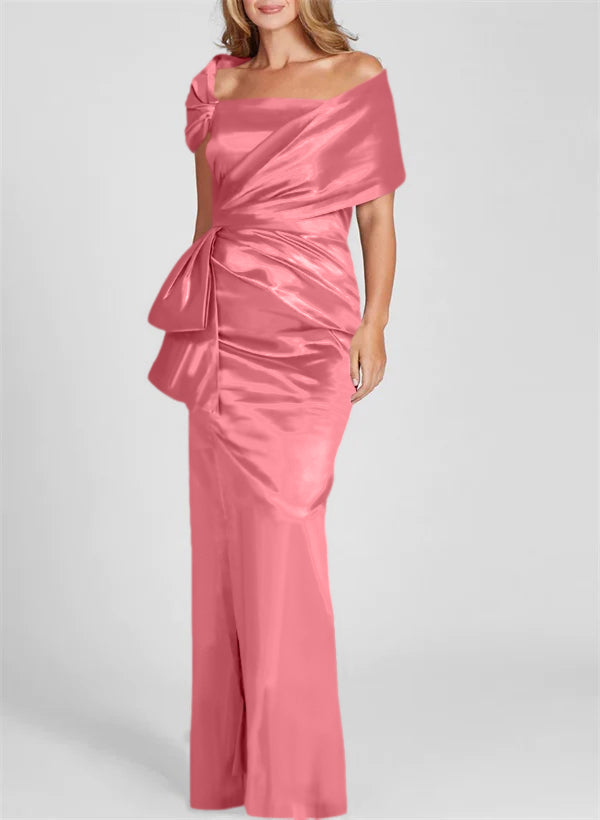 Off-the-Shoulder Floor-Length Sheath/Column Gown for the Mother of the Bride