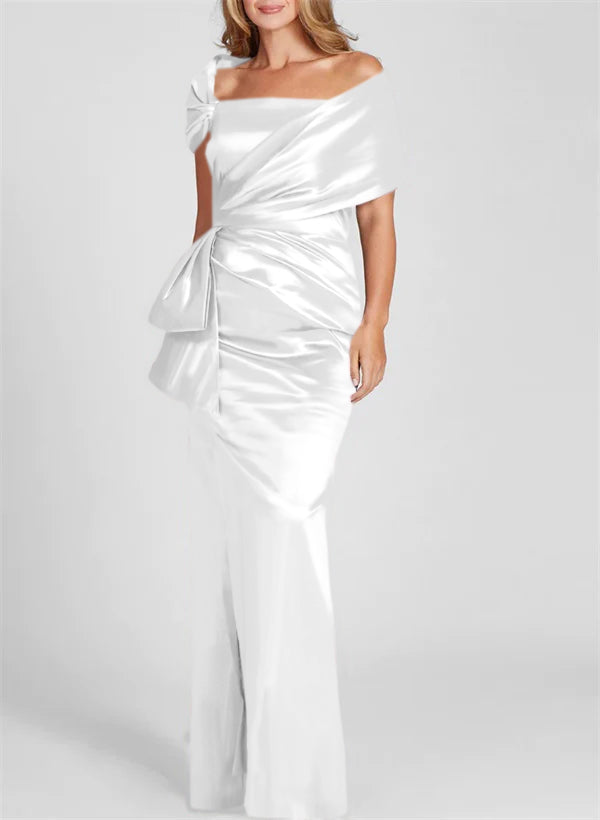 Off-the-Shoulder Floor-Length Sheath/Column Gown for the Mother of the Bride
