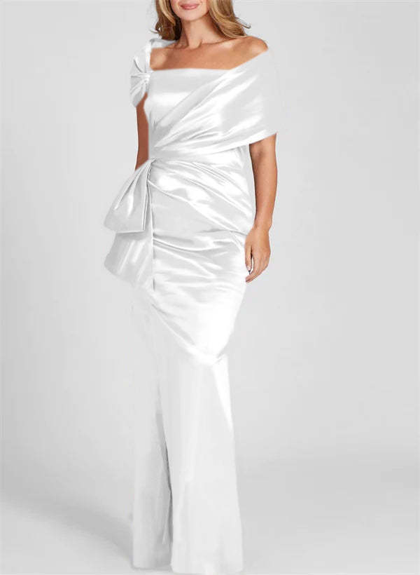Off-the-Shoulder Floor-Length Sheath/Column Gown for the Mother of the Bride