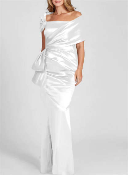 Off-the-Shoulder Floor-Length Sheath/Column Gown for the Mother of the Bride