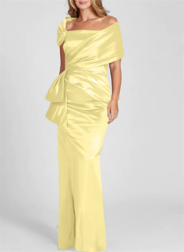 Off-the-Shoulder Floor-Length Sheath/Column Gown for the Mother of the Bride