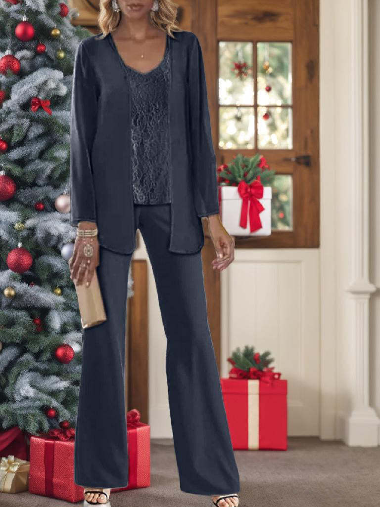 Elegant Mother of the Bride Pantsuits in Chiffon with Jacket