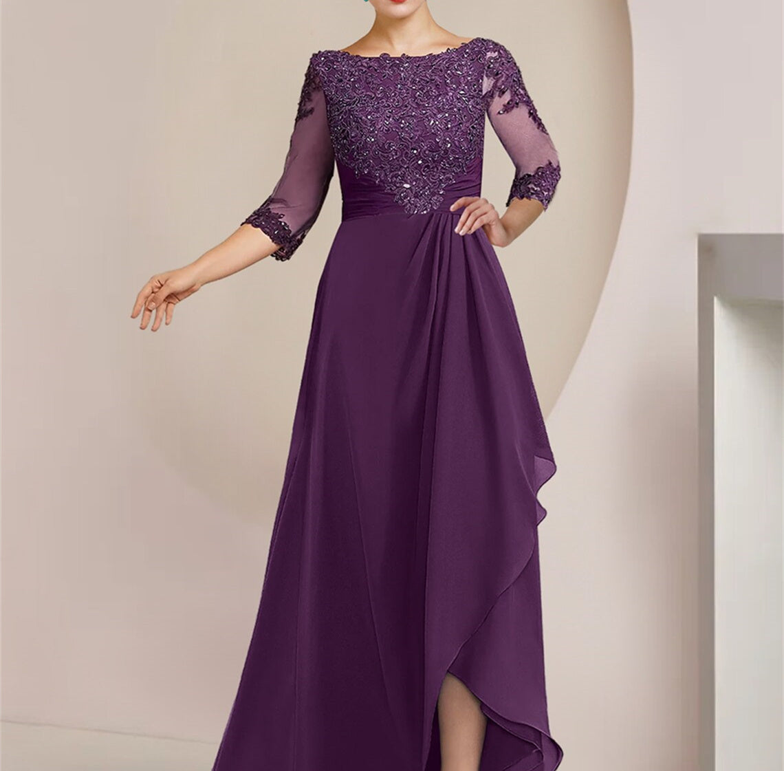 Floor-Length Mother of the Bride A-Line Princess Scoop Dresses