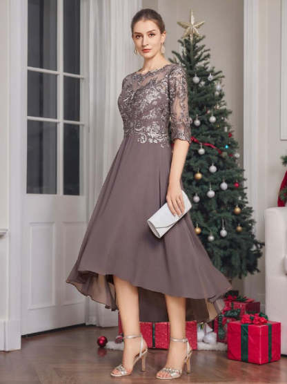 Asymmetrical Scoop A-Line Mother of the Bride Princess Dresses