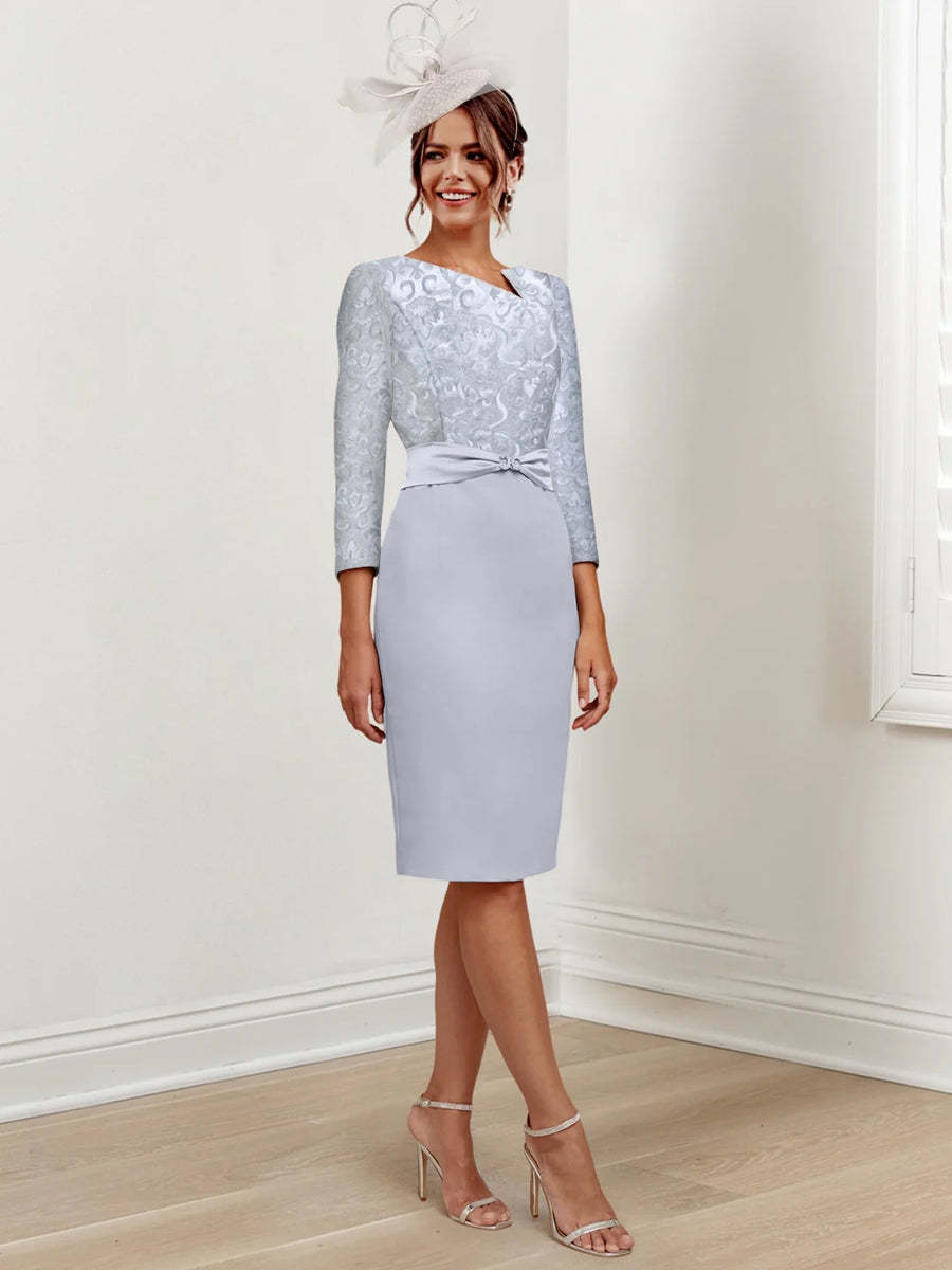 Knee-Length Mother of the Bride Sheath/Column Jewel Neck Dresses