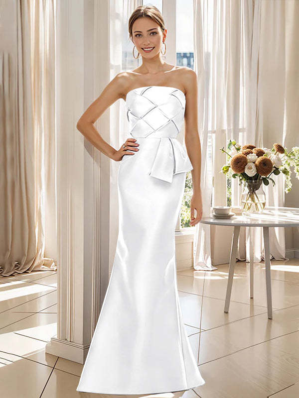 Strapless Sleeveless Floor-Length Trumpet/Mermaid Mother of the Bride Dress with Bowknot