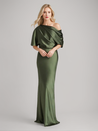 One-Shoulder Column Gown for the Mother of the Bride