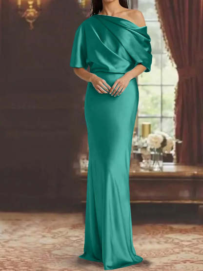 One-Shoulder Column Gown for the Mother of the Bride