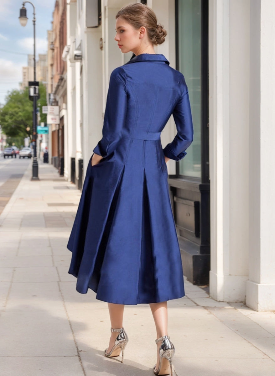 Elegant V-Neck A-Line Princess Tea-Length Dress for the Mother of the Bride