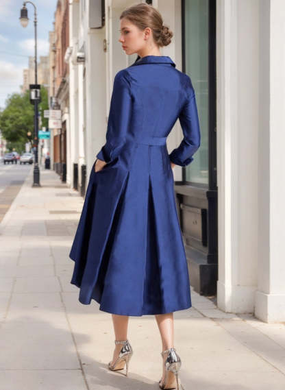 Elegant V-Neck A-Line Princess Tea-Length Dress for the Mother of the Bride