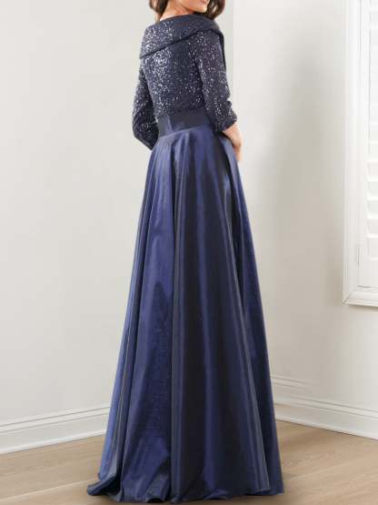 V-Neck A-Line Princess Gown for the Mother of the Bride