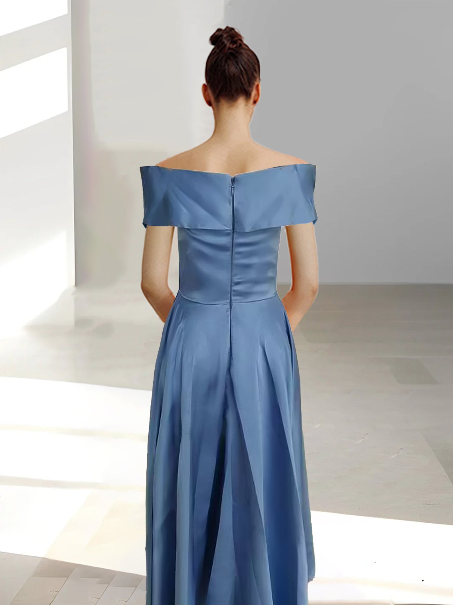 Sleeveless Off-the-Shoulder A-Line/Princess Ankle-Length Mother of the Bride Dresses with Pockets