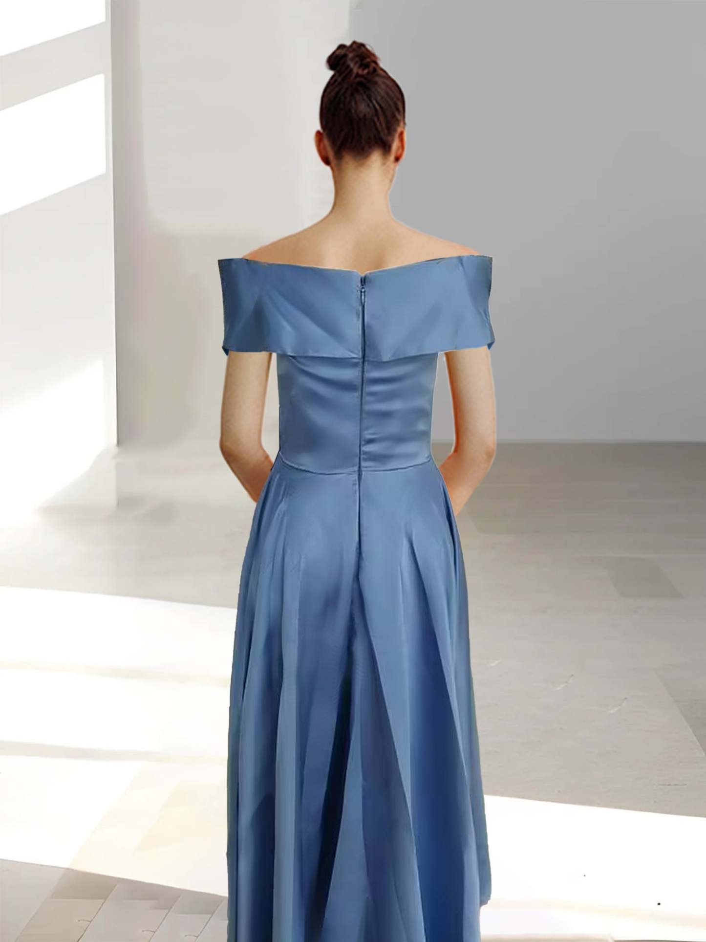 Princess A-Line Sleeveless Off-the-Shoulder Mother of the Bride Dress with Pockets Ankle-Length
