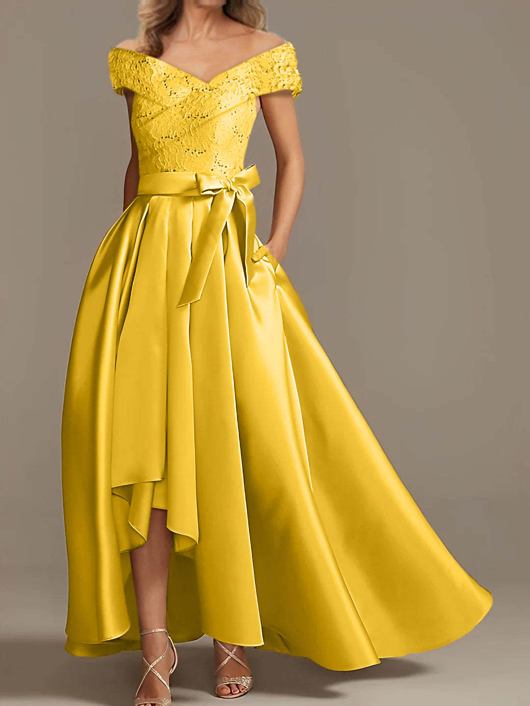 Off-the-Shoulder Asymmetrical A-Line Mother of the Bride Dresses with Ruffles