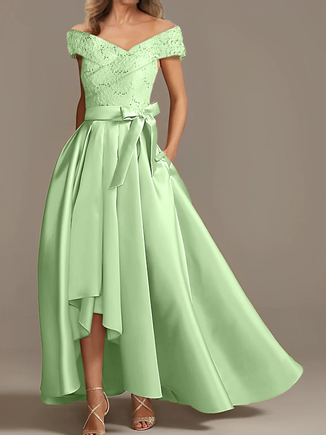 Off-the-Shoulder Asymmetrical A-Line Mother of the Bride Dresses with Ruffles