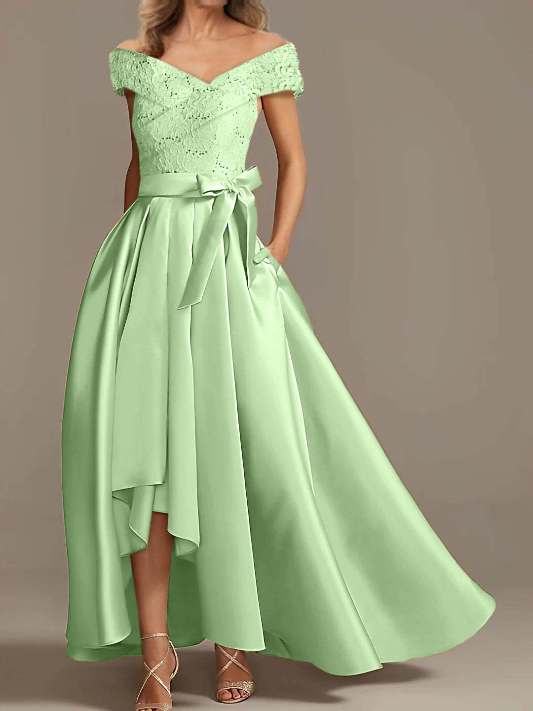 Off-the-Shoulder Asymmetrical A-Line Mother of the Bride Dresses with Ruffles