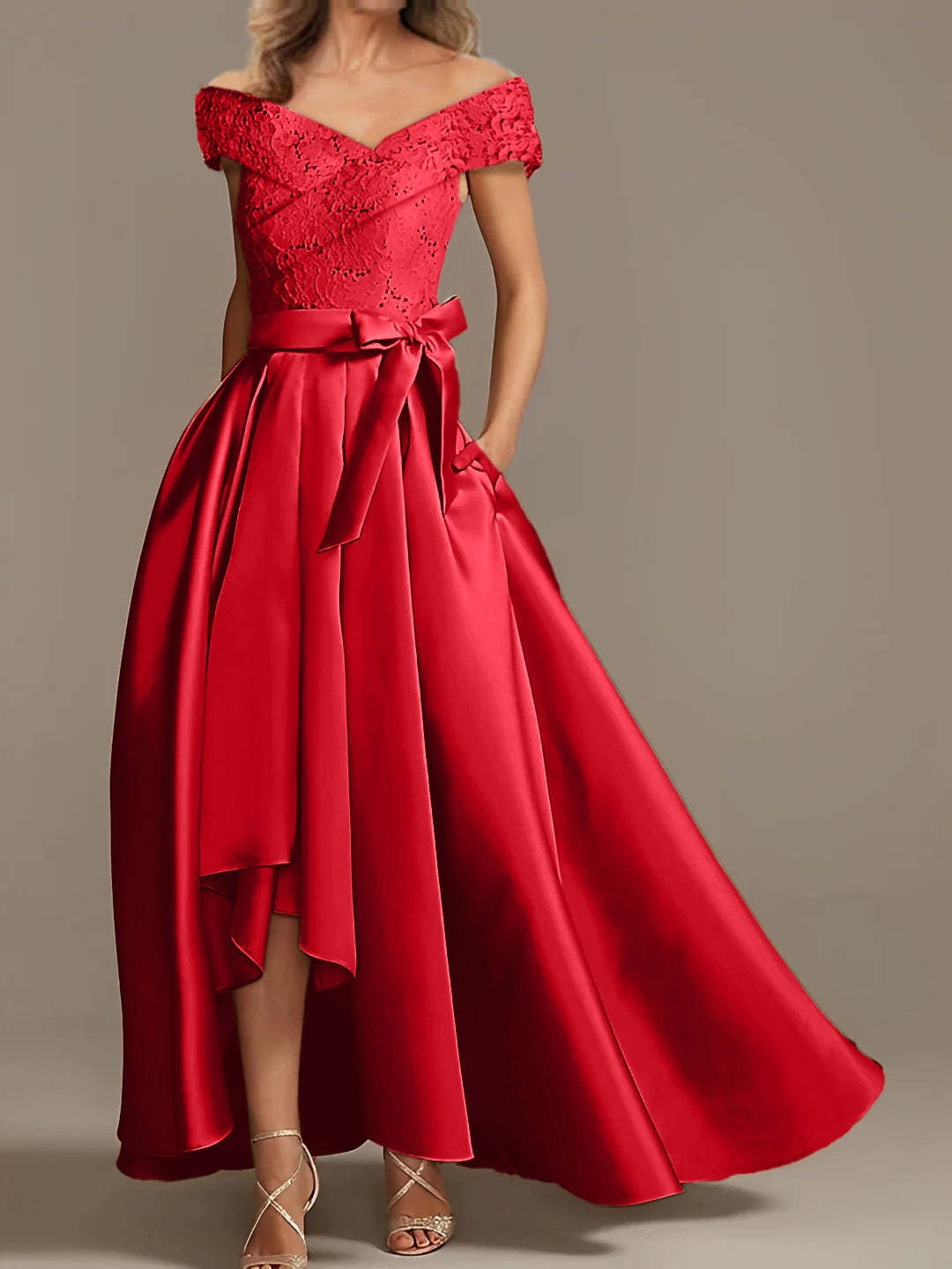 Off-the-Shoulder Asymmetrical A-Line Mother of the Bride Dresses with Ruffles