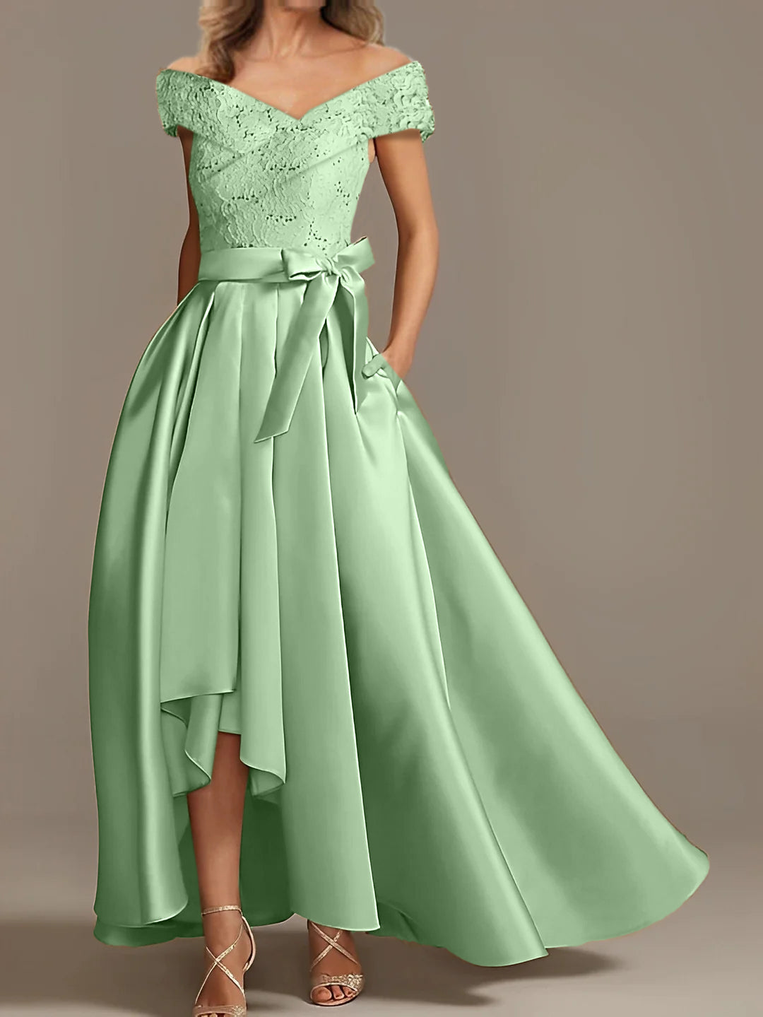 Off-the-Shoulder Asymmetrical A-Line Mother of the Bride Dresses with Ruffles