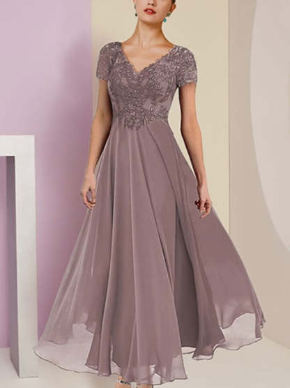 Short Sleeve A-Line Princess Jacket Dress for the Mother of the Bride