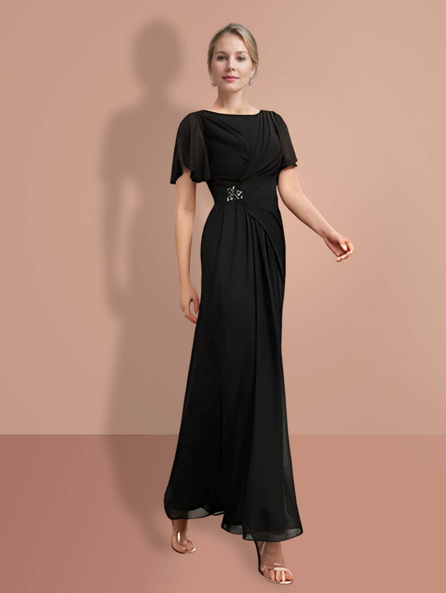Short Sleeve Ankle-Length Sheath Mother of the Bride Dresses