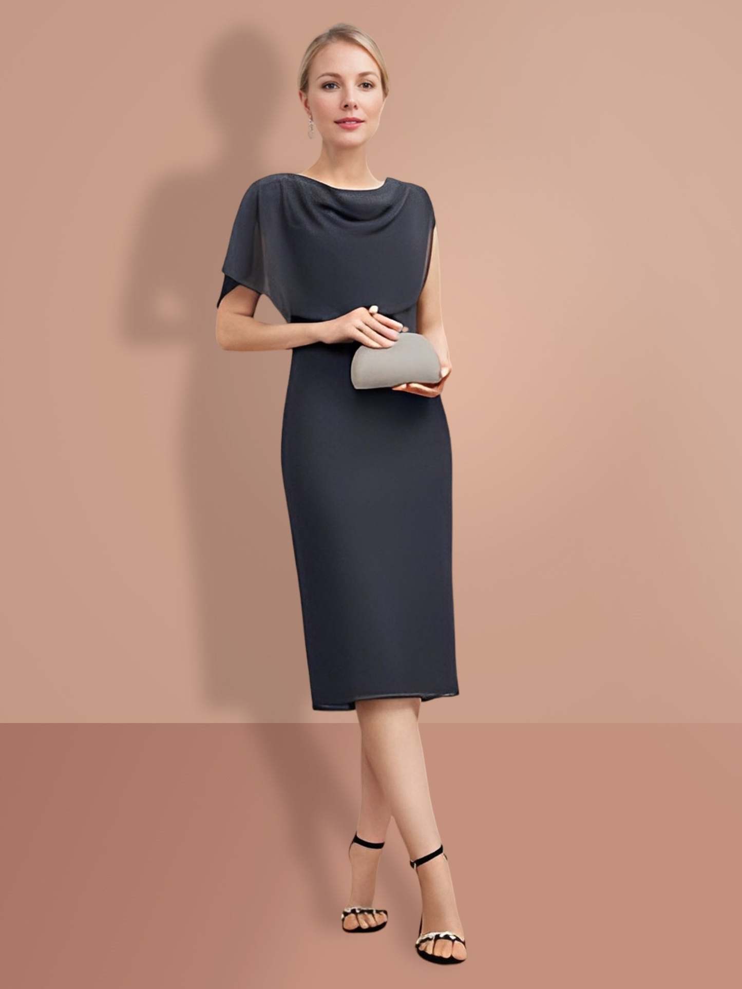 Knee-Length Short Sleeve Sheath/Column Dresses for the Mother of the Bride