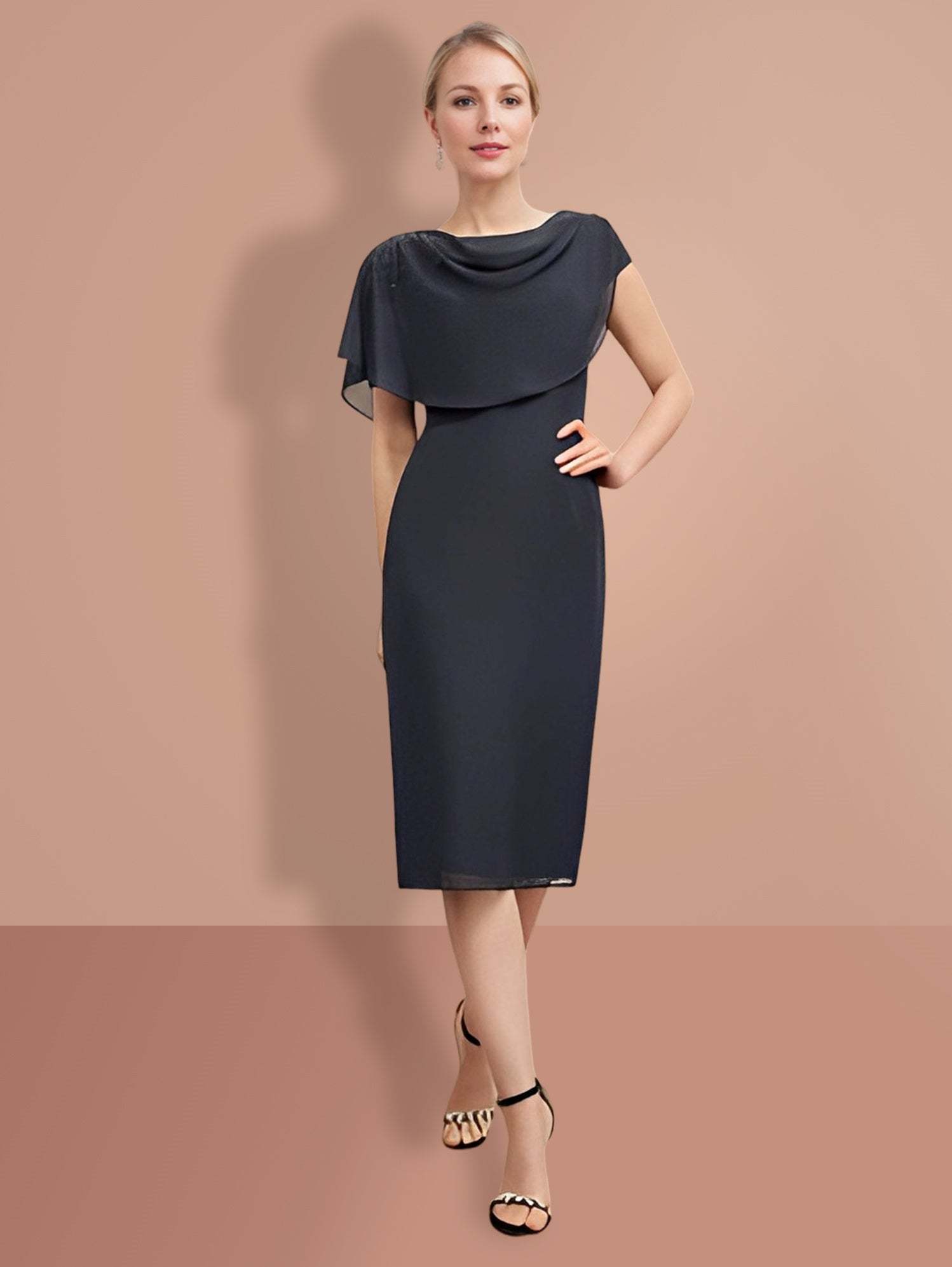 Knee-Length Short Sleeve Sheath/Column Dresses for the Mother of the Bride