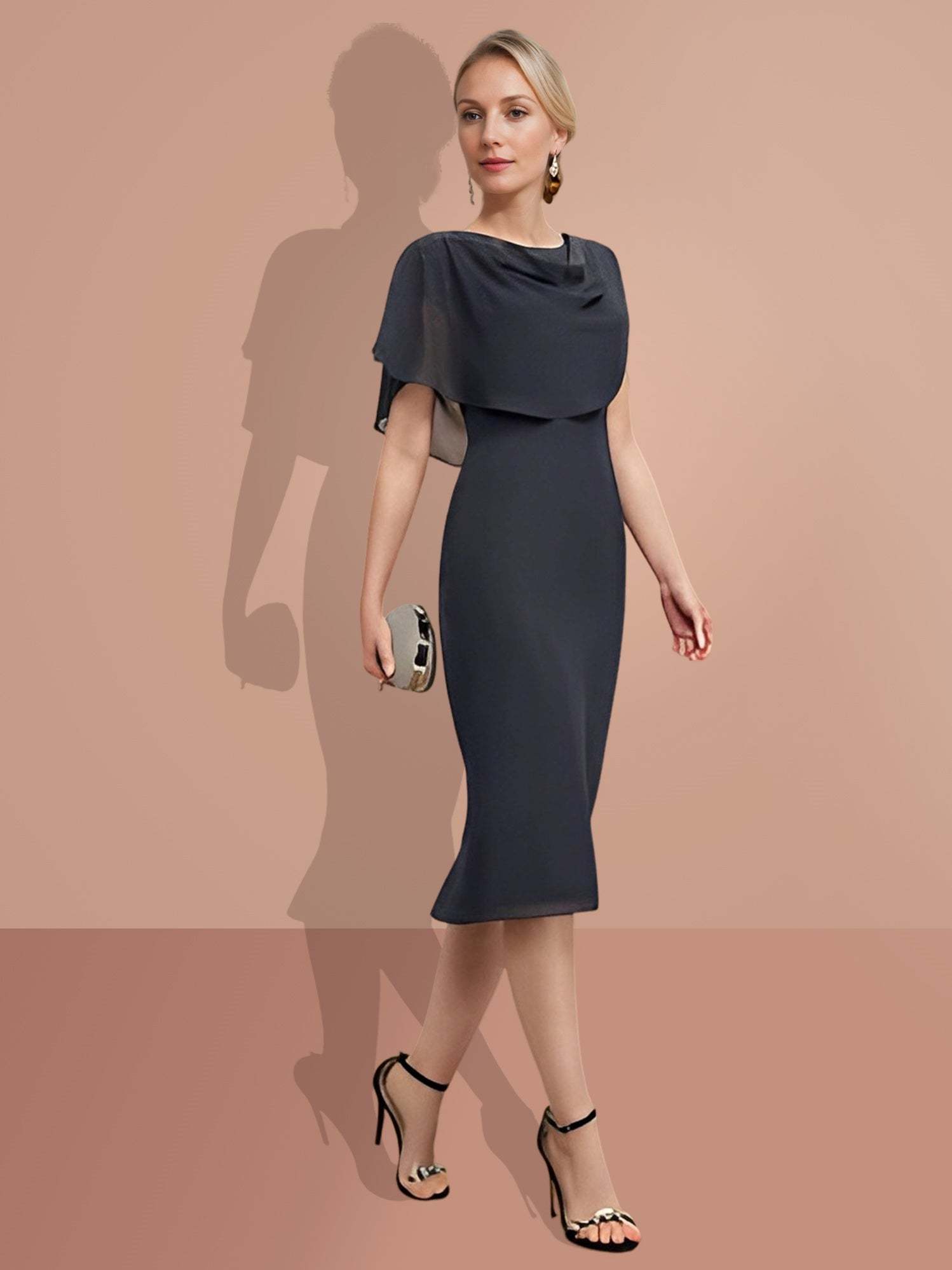 Knee-Length Short Sleeve Sheath/Column Dresses for the Mother of the Bride