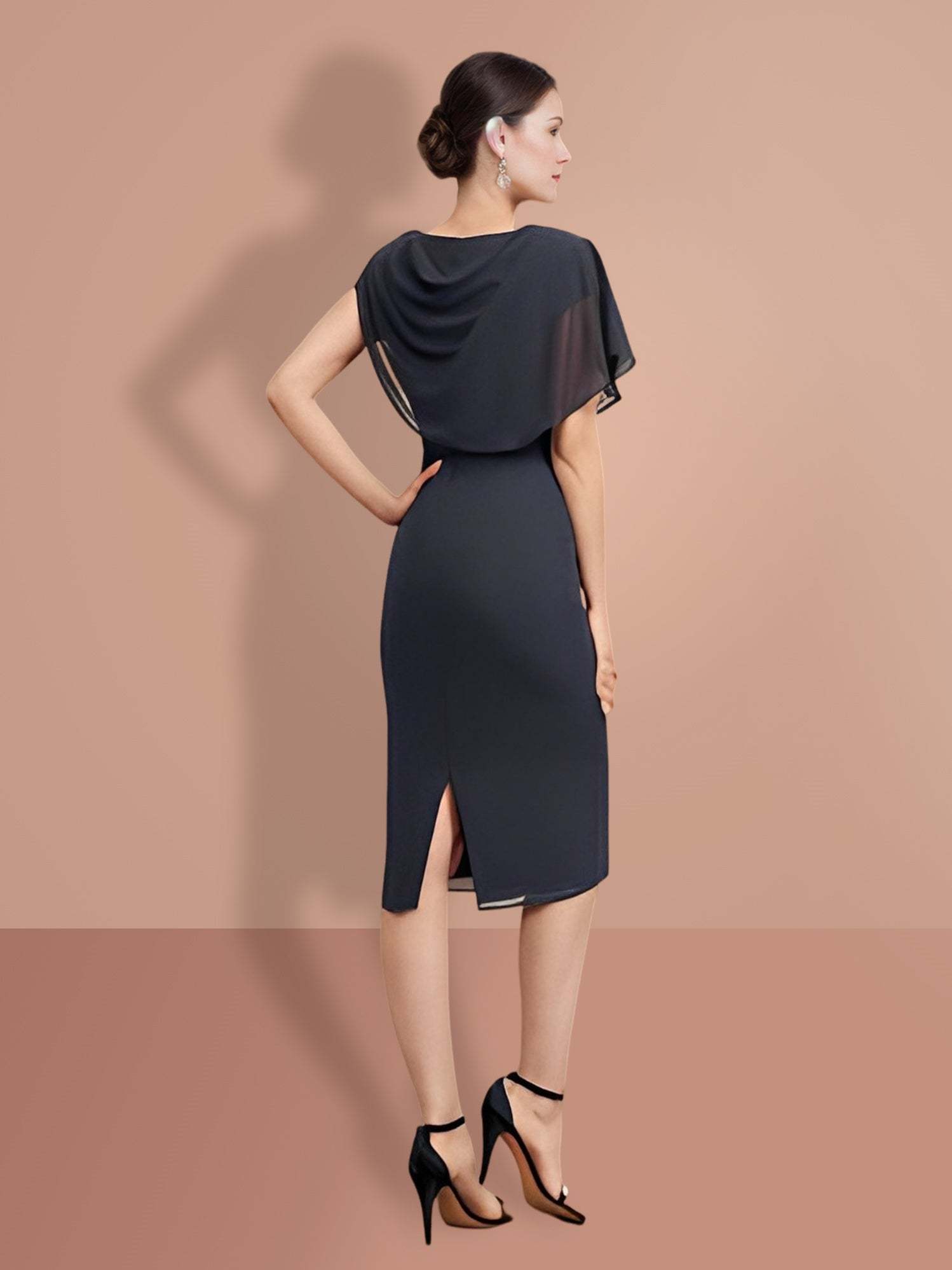 Knee-Length Short Sleeve Sheath/Column Dresses for the Mother of the Bride