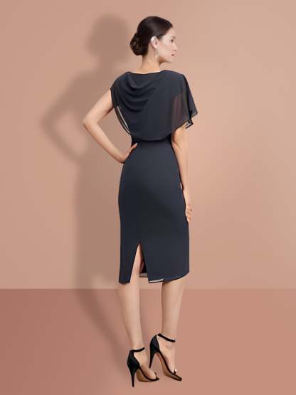 Knee-Length Short Sleeve Sheath/Column Dresses for the Mother of the Bride