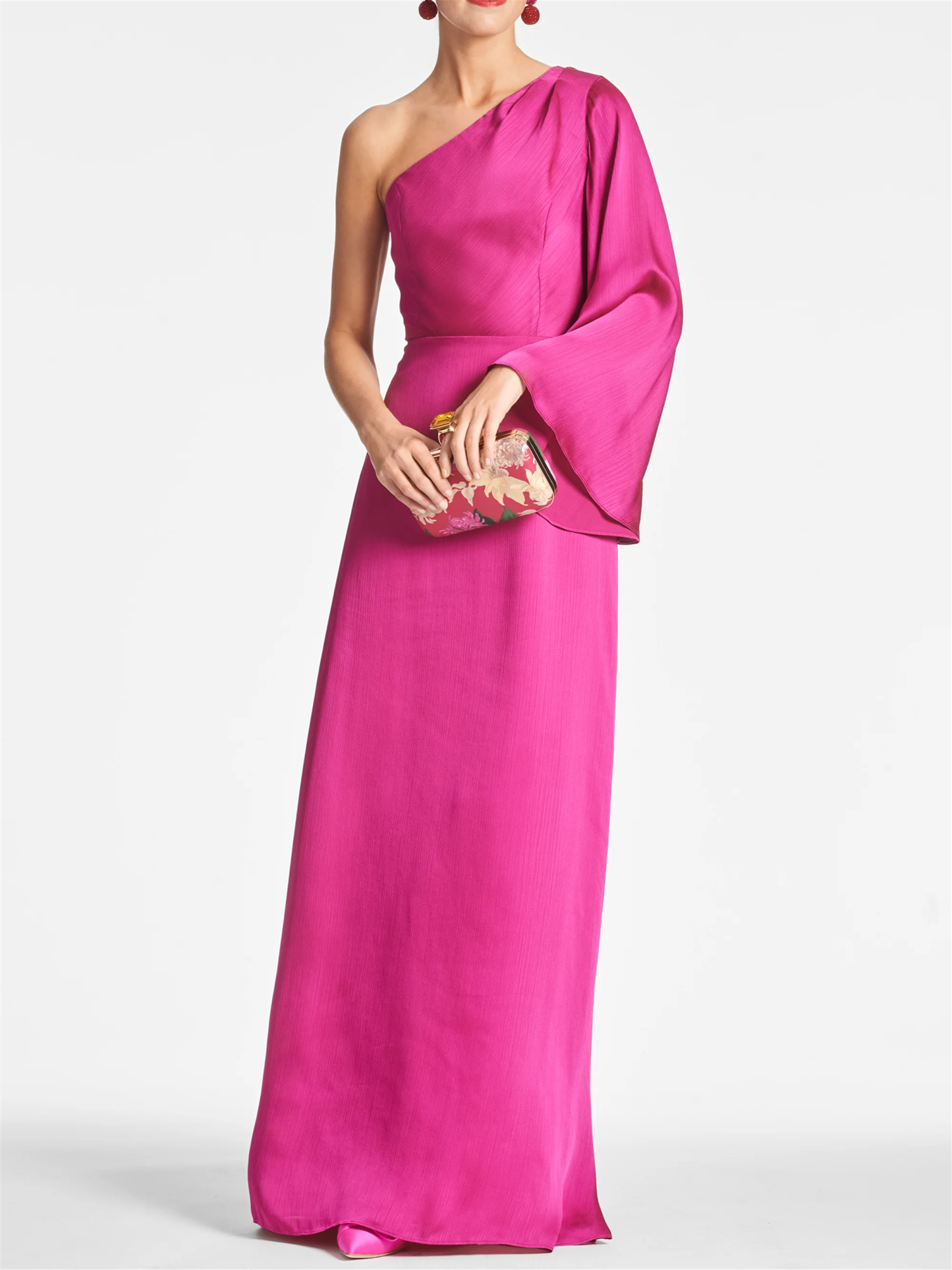 One-Shoulder Floor-Length Sheath/Column Gown for the Mother of the Bride