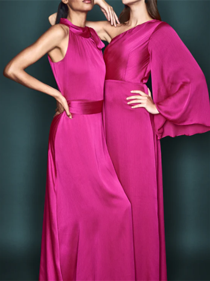 One-Shoulder Floor-Length Sheath/Column Gown for the Mother of the Bride