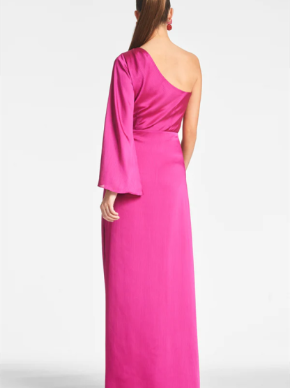 One-Shoulder Floor-Length Sheath/Column Gown for the Mother of the Bride