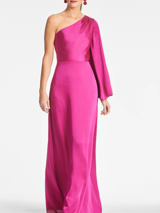 One-Shoulder Floor-Length Sheath/Column Gown for the Mother of the Bride