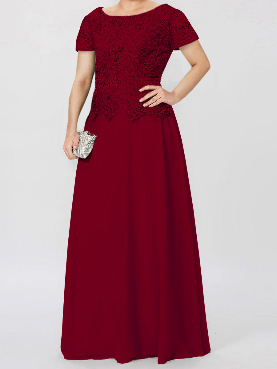 Short-Sleeve A-Line Princess Mother of the Bride Dress with Applique and Sequins