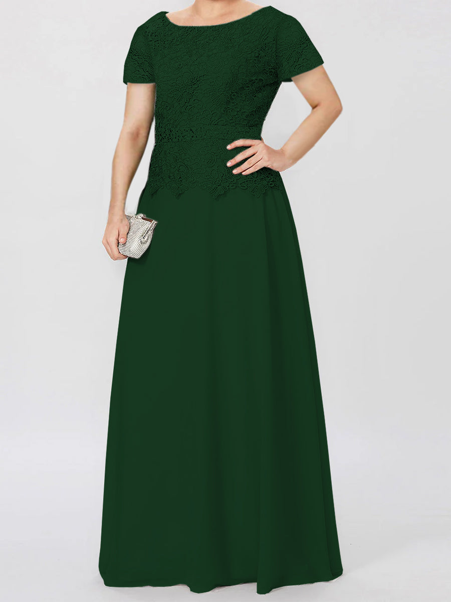 Short-Sleeve A-Line Princess Mother of the Bride Dress with Applique and Sequins