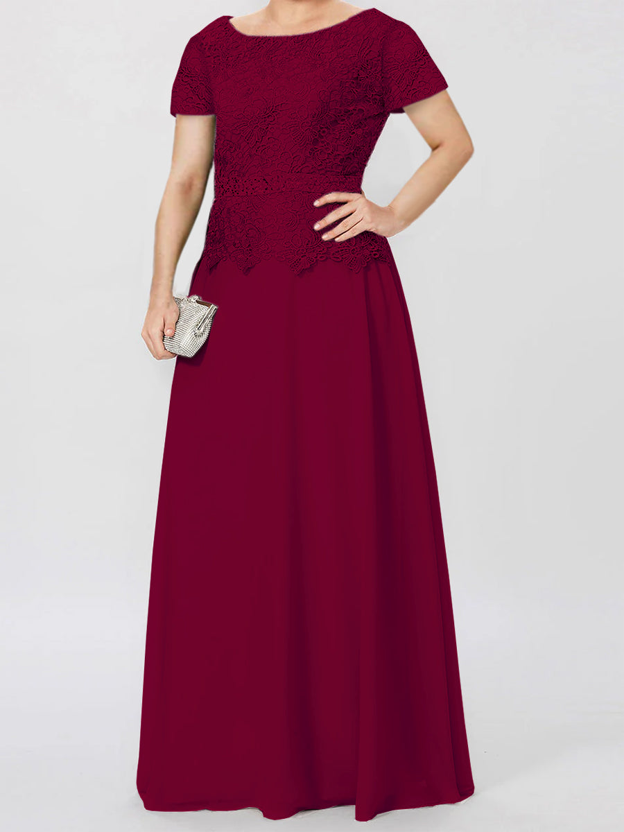 Short-Sleeve A-Line Princess Mother of the Bride Dress with Applique and Sequins