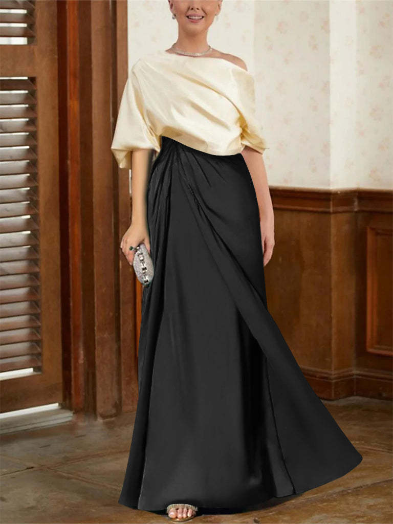 Mother of the Bride Cowl Neck A-Line Dresses with Half Sleeves