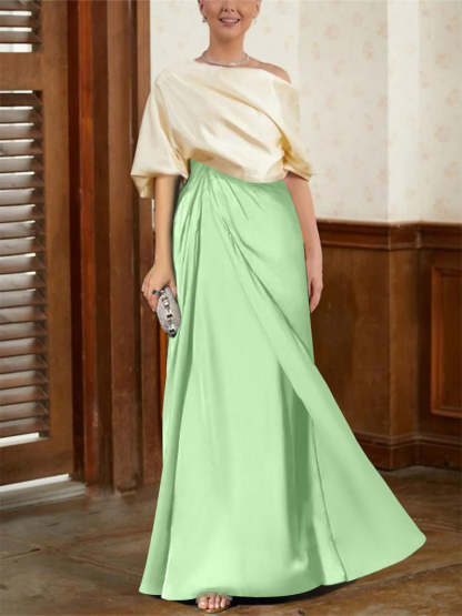 Mother of the Bride Cowl Neck A-Line Dresses with Half Sleeves